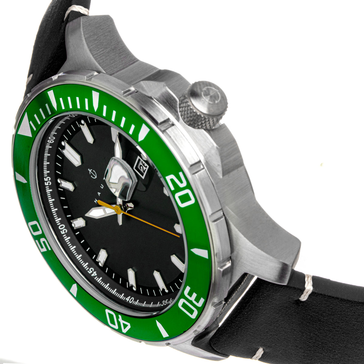 Nautis Dive Pro 200 Leather-Band Watch w/Date - Green/Black - GL1909-G