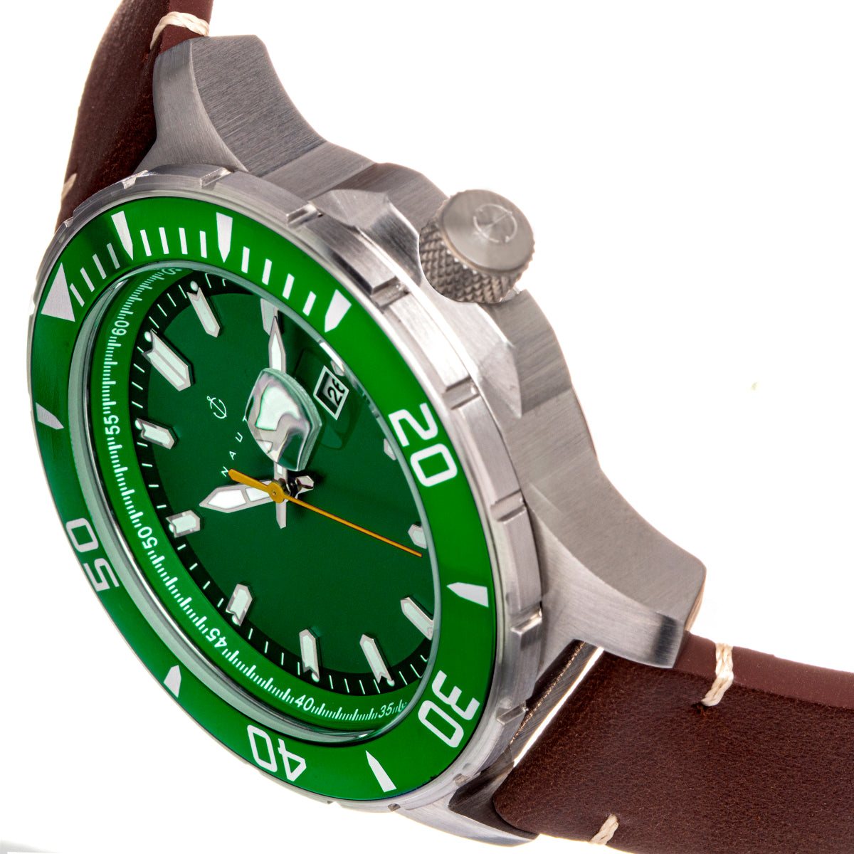 Nautis Dive Pro 200 Leather-Band Watch w/Date - Green - GL1909-F