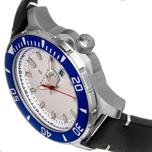 Nautis Dive Pro 200 Leather-Band Watch w/Date - Blue/White - GL1909-D
