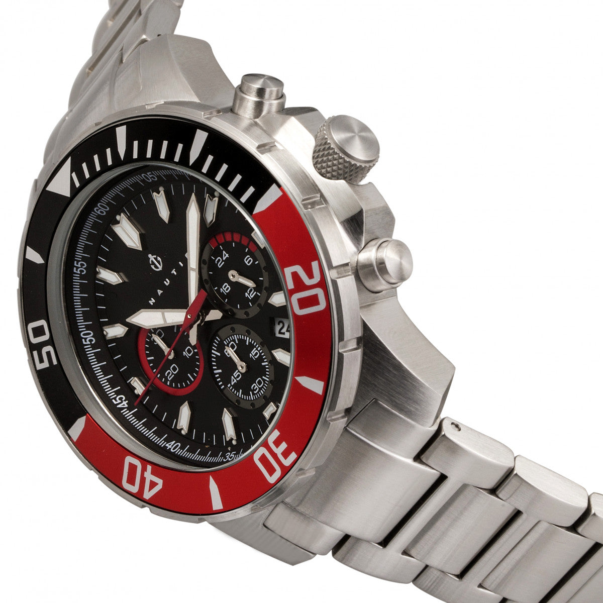 Nautis Dive Chrono 500 Chronograph Bracelet Watch - Black/Red - 17065-J