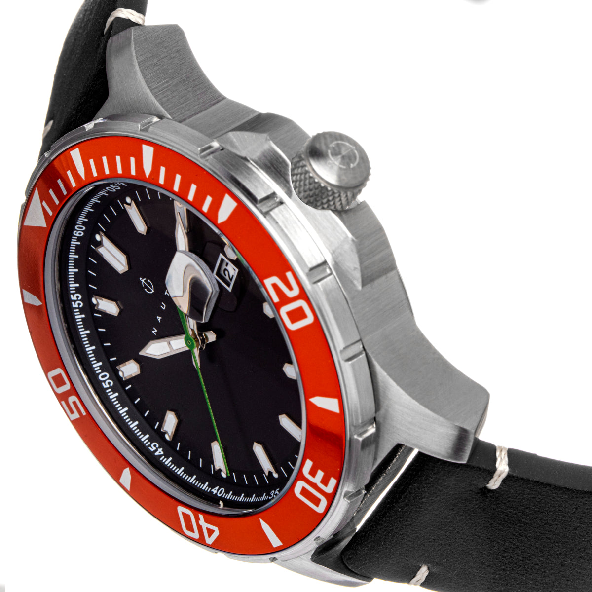 Nautis Dive Pro 200 Leather-Band Watch w/Date - Orange/Black - GL1909-H