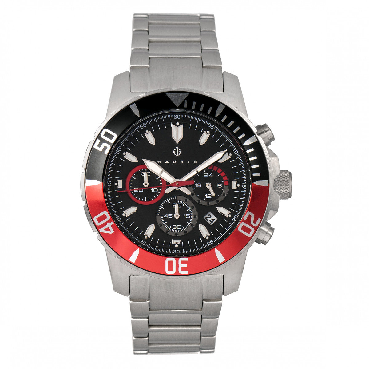 Nautis Dive Chrono 500 Chronograph Bracelet Watch - Black/Red - 17065-J