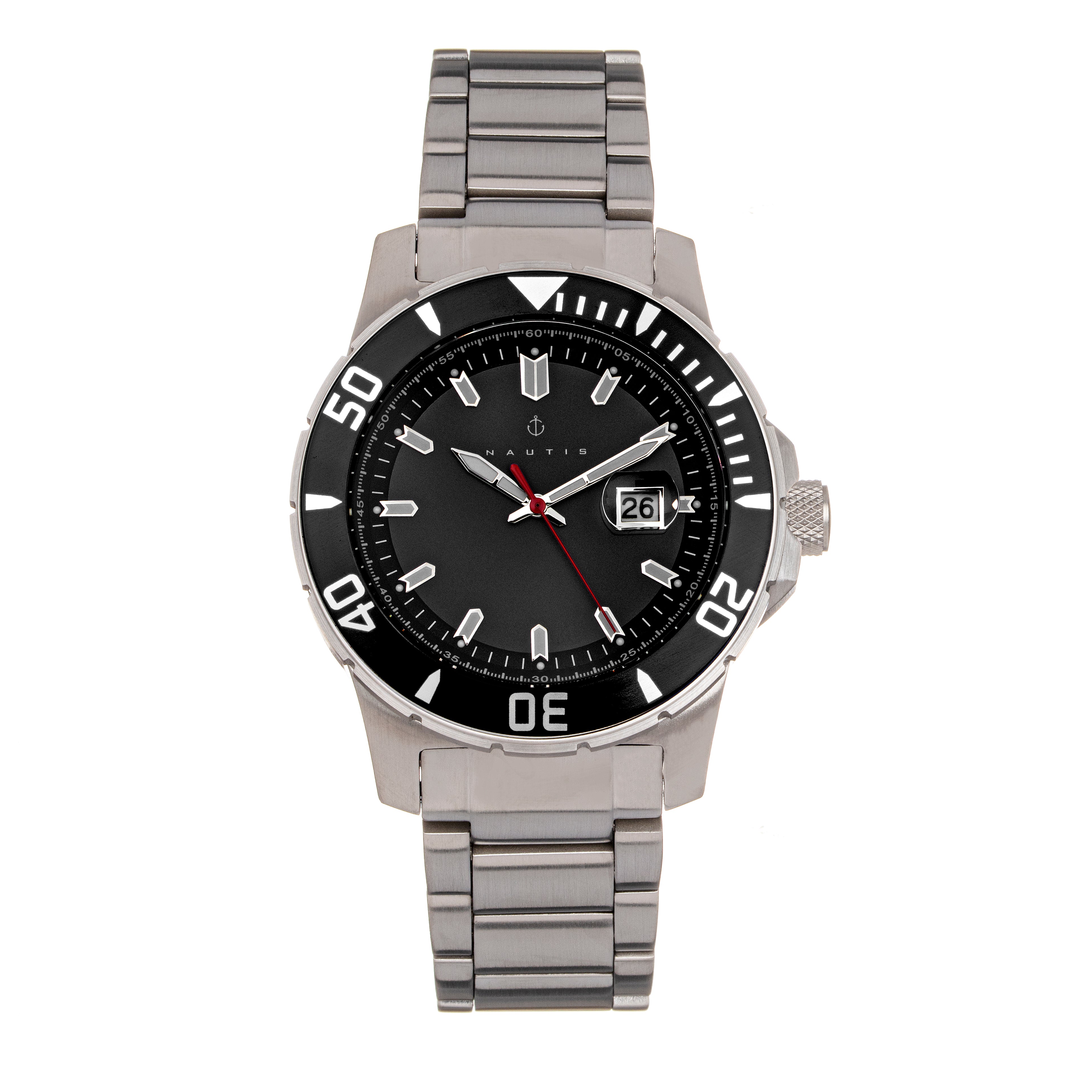 Nautis Admiralty Pro 200 Bracelet Watch w/Date - Black - GL2008-A