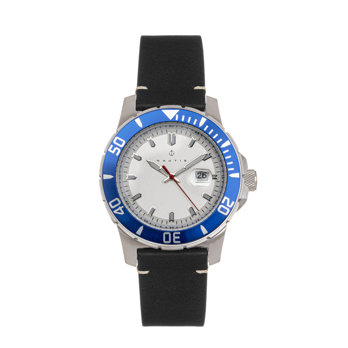 Nautis Dive Pro 200 Leather-Band Watch w/Date - Blue/White - GL1909-D